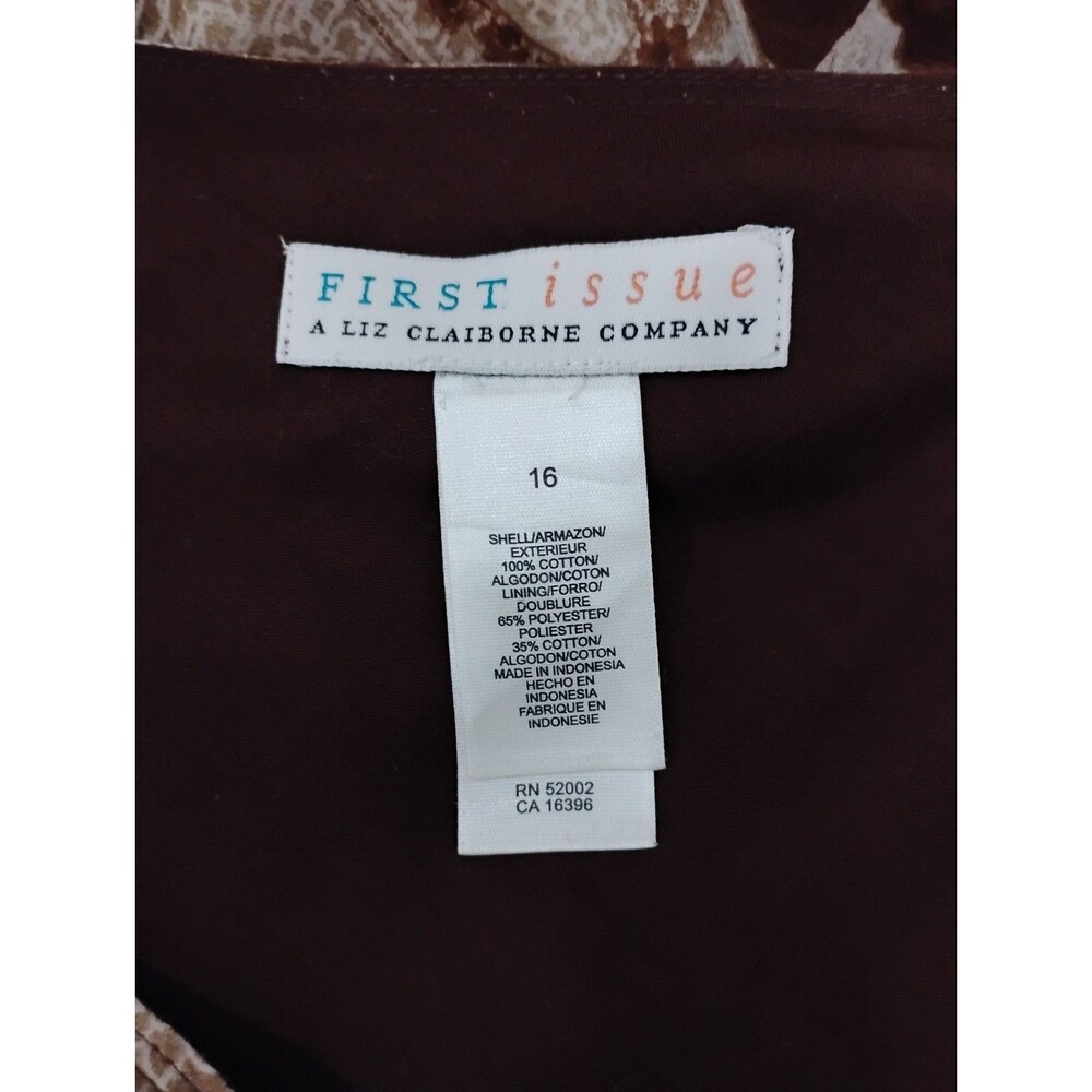 First Issue Liz Claiborne Skirt Paisley Brown Size 16  A-Line Zipper Lined Y2K - Picture 5 of 9